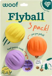 Woof Flyball Fetch Ball & Fits Standard Launchers Interactive Dog Toy, Lavender/Orange/Yellow, 3 count