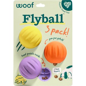 Woof Flyball Fetch Ball & Fits Standard Launchers Interactive Dog Toy, Lavender/Orange/Yellow, 3 count
