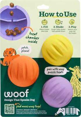 Show full view: Woof Flyball Fetch Ball & Fits Standard Launchers Interactive Dog Toy, Lavender/Orange/Yellow, 3 count slide 3 of 10