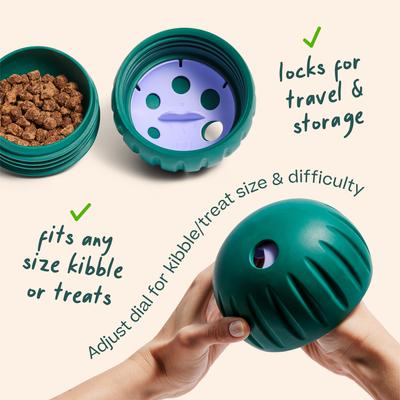 Show full view: Woof Walkabout Dog Puzzle Toy & Slow-Feeder Kibble Dispenser, Green, Large slide 7 of 10