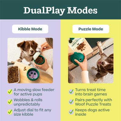 Show full view: Woof Walkabout Dog Puzzle Toy & Slow-Feeder Kibble Dispenser, Green, Large slide 5 of 10