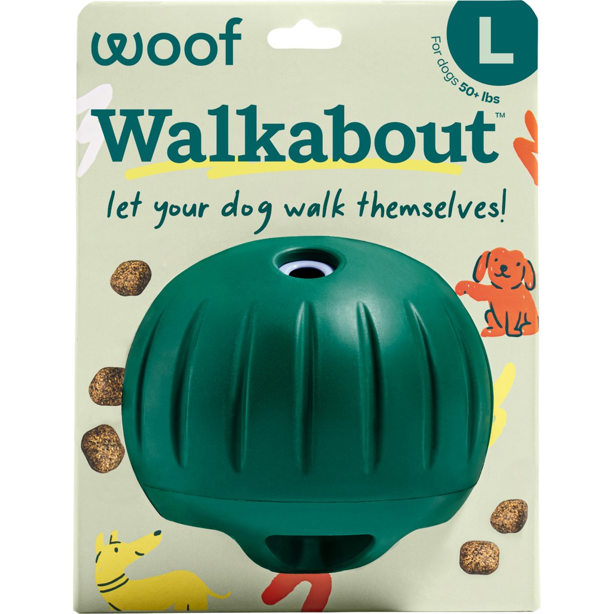 Woof Walkabout Dog Puzzle Toy & Slow-Feeder Kibble Dispenser, Green, Large