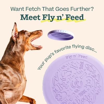 Show full view: Woof Fly N' Feed Flying Disc Dog Toy & Lick Mat for Enrichment, Lavender slide 4 of 10