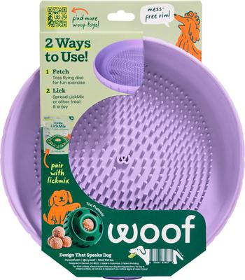 Show full view: Woof Fly N' Feed Flying Disc Dog Toy & Lick Mat for Enrichment, Lavender slide 3 of 10