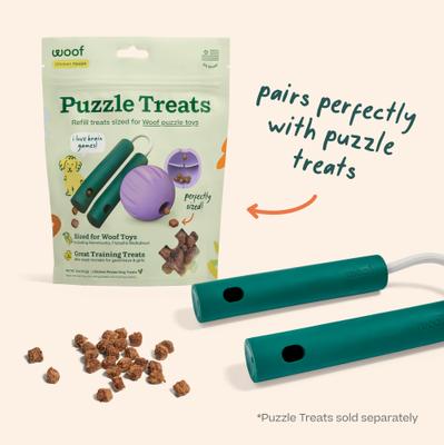 Show full view: Woof Nomchucks Dog Game Puzzle Enrichment Treat & Tug Toy, Green slide 7 of 9