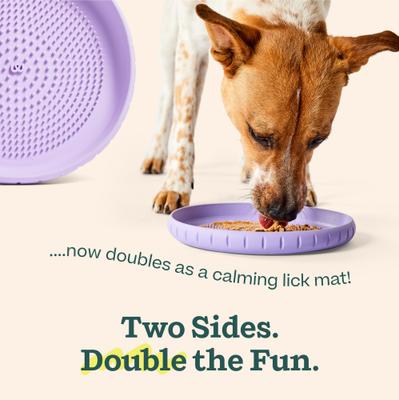 Show full view: Woof Fly N' Feed Flying Disc Dog Toy & Lick Mat for Enrichment, Lavender slide 5 of 10