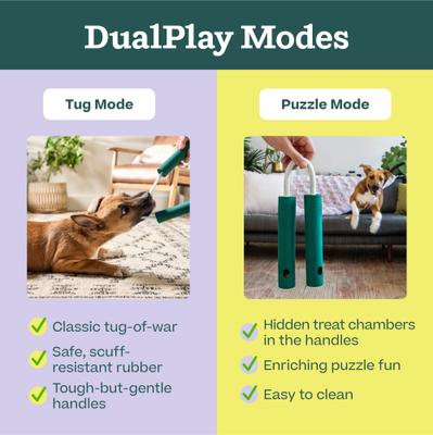 Show full view: Woof Nomchucks Dog Game Puzzle Enrichment Treat & Tug Toy, Green slide 5 of 9