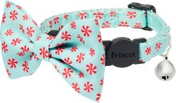 Frisco Peppermint Print Breakaway Cat Collar with Bell and Removable Bow, 8 to 12-in neck, 3/8-in wide