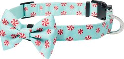 Frisco Peppermint Print Dog Collar with Removable Bow, L/XL: 18 to 26-in neck, 1-in wide