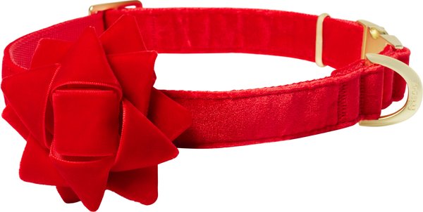 Show full view: Frisco Velvet Dog Collar with Removable Gift Bow, L/XL: 18 to 26-in neck, 1-in wide slide 1 of 10