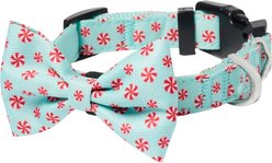 Frisco Peppermint Print Dog Collar with Removable Bow, XS: 8 to 12-in neck, 5/8-in wide