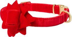 Frisco Velvet Dog Collar with Removable Gift Bow, M: 14 to 20-in neck, 3/4-in wide