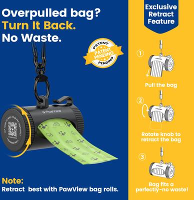 Show full view: Pawview Leash Attachment Smart Holder Dog Poop Bag Dispenser with Bags, Carabiner Clip & Swivel Hook Design, 105 count, Lavender Scent, Black slide 8 of 12