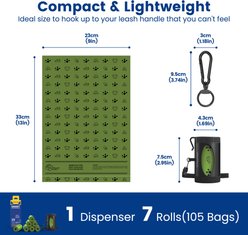 Pawview Leash Attachment Smart Holder Dog Poop Bag Dispenser with Bags, Carabiner Clip & Swivel Hook Design, 105 count, Lavender Scent, Black slide 2 of 9