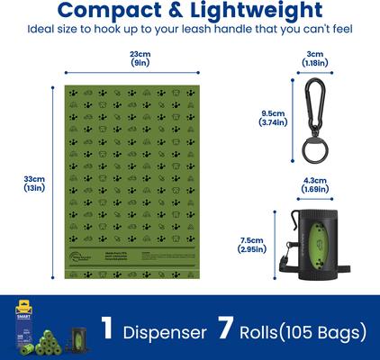 Show full view: Pawview Leash Attachment Smart Holder Dog Poop Bag Dispenser with Bags, Carabiner Clip & Swivel Hook Design, 105 count, Lavender Scent, Black slide 2 of 12