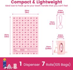 Pawview Leash Attachment Smart Holder Dog Poop Bag Dispenser with Bags, Carabiner Clip & Swivel Hook Design, 105 count, Lavender Scent, Pink slide 2 of 9