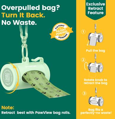 Show full view: Pawview Leash Attachment Smart Holder Dog Poop Bag Dispenser with Bags, Carabiner Clip & Swivel Hook Design, 105 count, Lavender Scent, Green slide 8 of 12