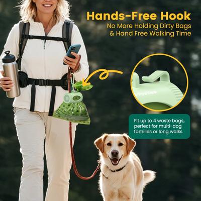 Show full view: Pawview Leash Attachment Smart Holder Dog Poop Bag Dispenser with Bags, Carabiner Clip & Swivel Hook Design, 105 count, Lavender Scent, Green slide 3 of 12