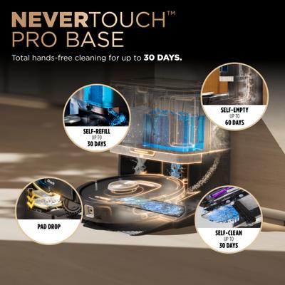 Show full view: Shark Power Detect 2-in-1 RV2820ZE Robot Vacuum & Mop with Never Touch Pro Base, Black, 12-oz slide 3 of 9