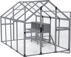 Coziwow Outdoor Run Wooden Chicken Coop with Nesting Boxes, Large: 107-in, Gray