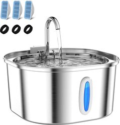 PEKTACO Stainless Steel Cat Water Fountain with Small Level Window, 3 Filters & 3 Sponges, 3.2 liter slide 1 of 9