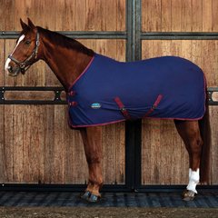 WeatherBeeta Cotton Standard Neck Horse Stable Sheet, Navy/Burgundy, 84-in