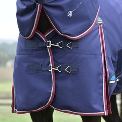 WeatherBeeta ComFiTec Essential Detach-A-Neck 220G Horse Turnout, Navy/Burgundy, 78-in slide 2 of 9