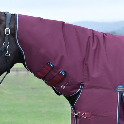 Show full view: WeatherBeeta ComFiTec Essential Combo Neck 220G Horse Turnout, Burgundy/Navy, 72-in slide 3 of 9