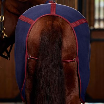 Show full view: WeatherBeeta Anti-Static Fleece Standard Neck Horse Cooler, Navy/Burgundy, 84-in slide 4 of 5