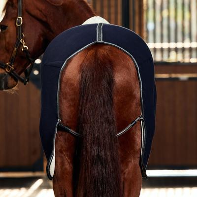 Show full view: WeatherBeeta Sherpa Fleece Standard Neck Horse Cooler, Navy/Charcoal, 75-in slide 4 of 6