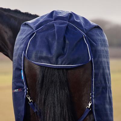Show full view: WeatherBeeta ComFiTec Prelim Standard Neck 220G Horse Turnout, Navy Embossed Plaid, 69-in slide 8 of 9