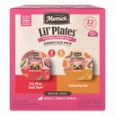 Merrick Lil’ Plates Dinner Duos Itsy Bitsy Beef Stew & Petite Pot Pie Variety Pack Grain-Free Wet Dog Food, 3.5-oz tub, case of 12