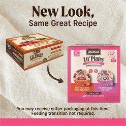 Merrick Lil’ Plates Dinner Duos Teeny Texas Steak Tips Dinner & Tiny Thanksgiving Day Dinner Variety Pack Grain-Free Wet Dog Food, 3.5-oz tub, case of 12 slide 2 of 9