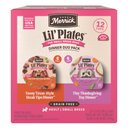 Merrick Lil’ Plates Dinner Duos Teeny Texas Steak Tips Dinner & Tiny Thanksgiving Day Dinner Variety Pack Grain-Free Wet Dog Food, 3.5-oz tub, case of 12