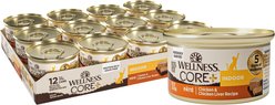Wellness CORE+ Indoor Grain-Free Chicken & Chicken Liver Pate Wet Cat Food, 3-oz can, case of 12
