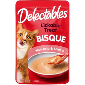Hartz Delectables Lickable Treat Bisque Tuna & Salmon Lickable Cat Treats, 1.4-oz pouch, 1 count