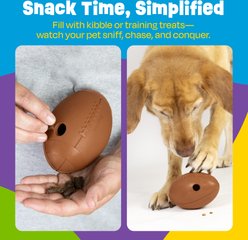 Brightkins Football Treat Dispensing Dog Toy, Multi Color, 8.19 x 5.24 x 3.46-in slide 2 of 7