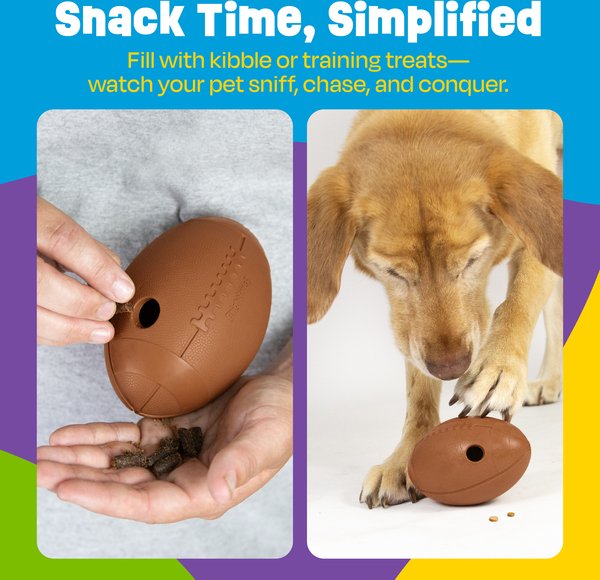 Show full view: Brightkins Football Treat Dispensing Dog Toy, Multi Color, 8.19 x 5.24 x 3.46-in slide 4 of 9