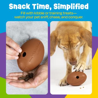Show full view: Brightkins Football Treat Dispensing Dog Toy, Multi Color, 8.19 x 5.24 x 3.46-in slide 4 of 9