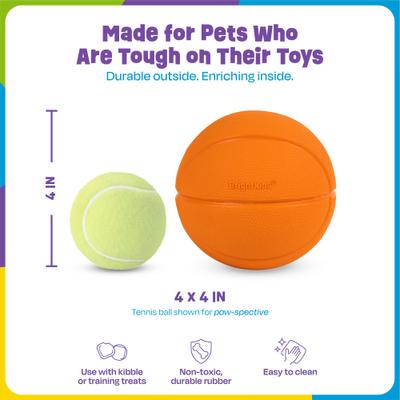 Show full view: Brightkins Basketball Treat Dispensing Dog Toy, Multi Color, 8.19 x 6.3 x 4.13-in slide 3 of 9