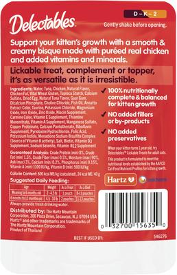 Show full view: Hartz Delectables Lickable Treat Bisque Tuna & Chicken Lickable Treat Kitten Treats, 1.4-oz, case of 12 slide 9 of 13