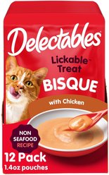 Hartz Delectables Bisque Non-Seafood Recipe with Chicken Lickable Cat Treats, 1.4-oz, case of 12