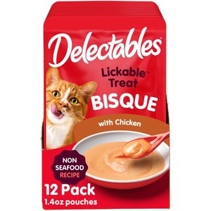 Hartz Delectables Lickable Treat Bisque Non-Seafood Recipe with Chicken Lickable Cat Treats, 1.4-oz, case of 12
