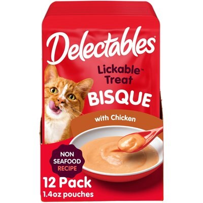 Delectables Delectables Lickable Treat Bisque Non-Seafood Recipe with Chicken Lickable Cat Treats, 1.4-oz, case of 12
