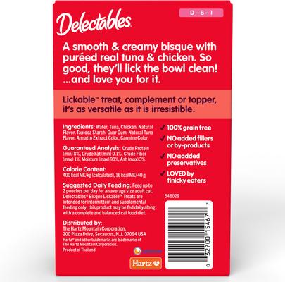 Show full view: Hartz Delectables Lickable Treat Bisque Tuna & Chicken Lickable Cat Treats, 1.4-oz, 5 Count slide 8 of 13