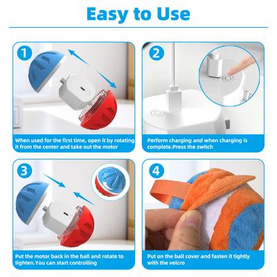 Show full view: Casfuy Durable Motion Activated 2 Speed Interactive Ball Dog Toy with Remote & LED Light & Ball Cover, Blue slide 5 of 9