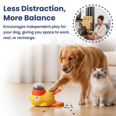 Show full view: PawsPik Happy Duck Interactive Dog Treat Dispenser Toy, Small, Yellow slide 7 of 11