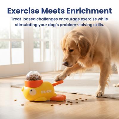 Show full view: PawsPik Happy Duck Interactive Dog Treat Dispenser Toy, Small, Yellow slide 8 of 11