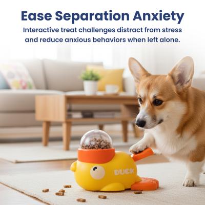 Show full view: PawsPik Happy Duck Interactive Dog Treat Dispenser Toy, Small, Yellow slide 9 of 11