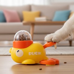 PawsPik Happy Duck Interactive Dog Treat Dispenser Toy, Small, Yellow